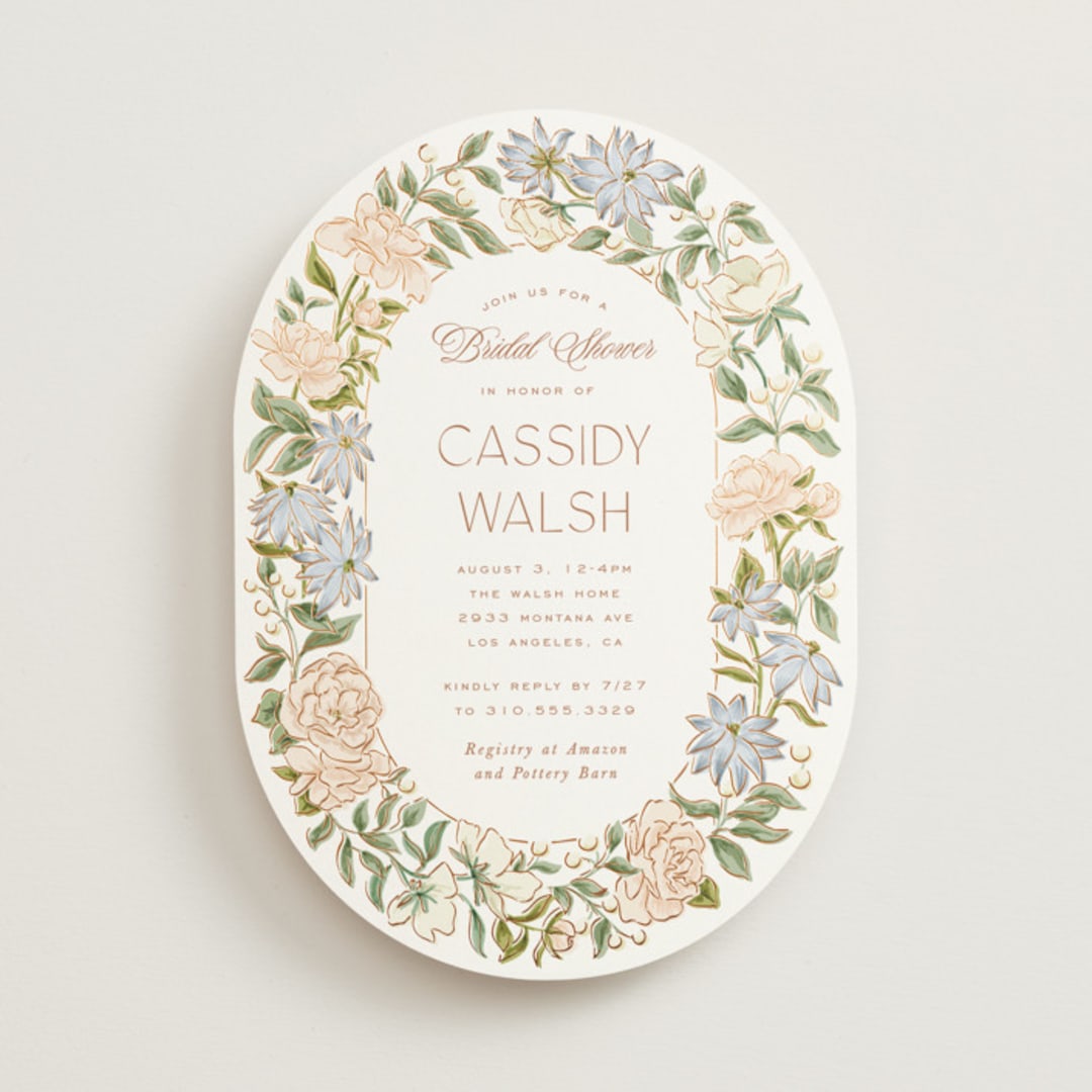 "Oval Wreath" - Bridal Shower Invitations in Neopolitan by Leah Bisch - Front