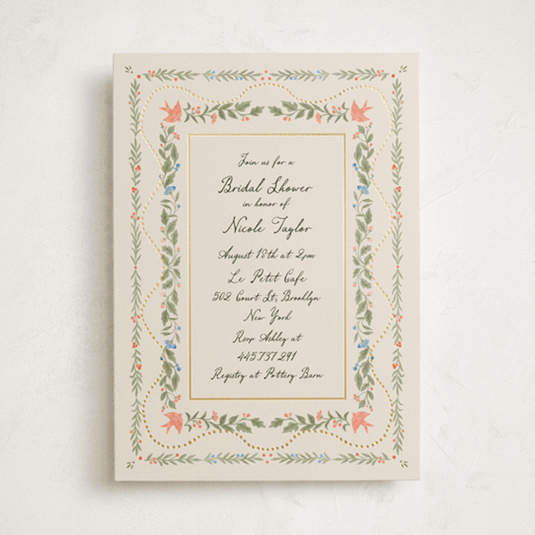 "Birdsong" - Bridal Shower Invitations in Garden by Elly - Front