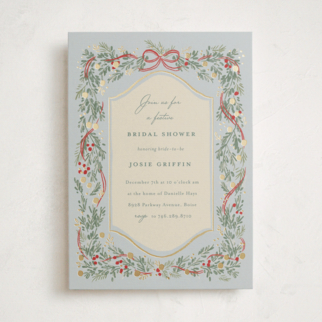 "festive garland" - Bridal Shower Invitations in Frost by Rebecca Durflinger - Front