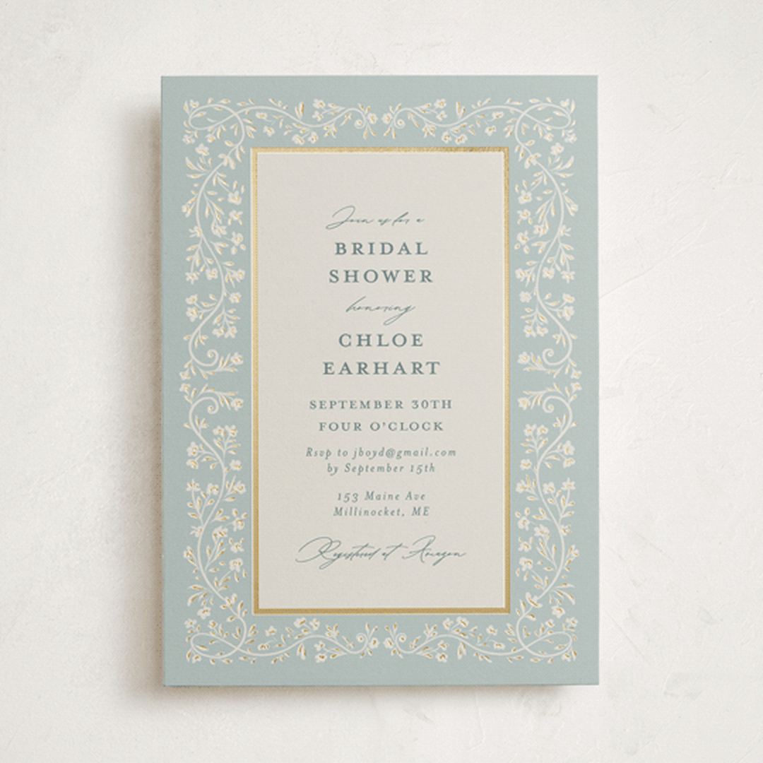 "Floral Romance" - Bridal Shower Invitations in Something Blue by Gwen Bedat - Front