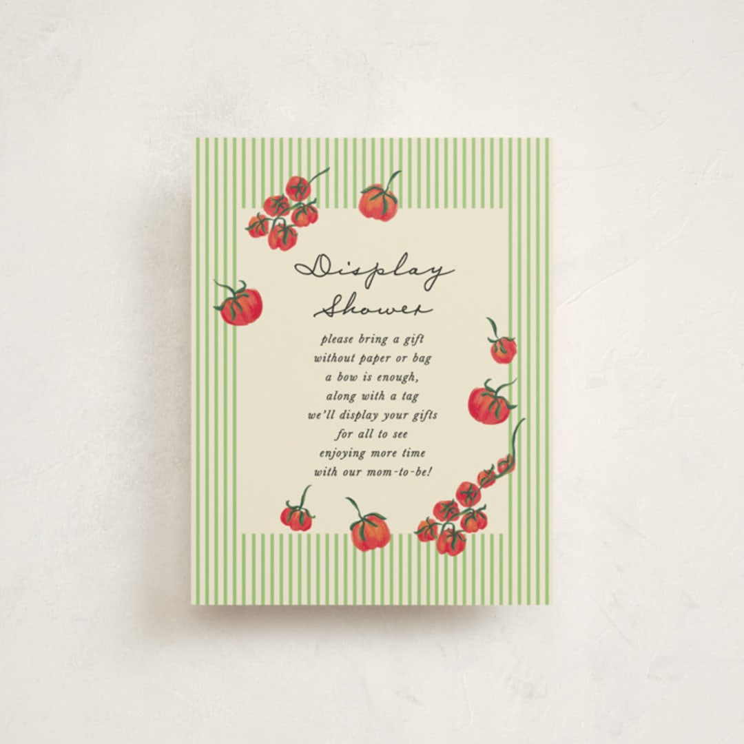 "Petit Pomodoro" - Baby Shower Insert Cards in Lime by Jackie Crawford - Front