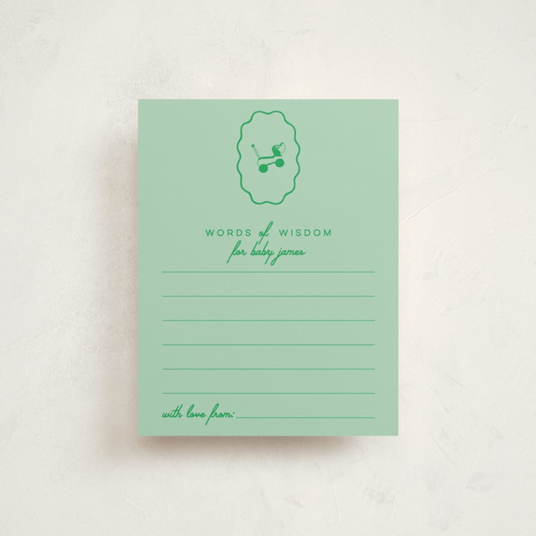 "Vintage Classic" - Baby Shower Insert Cards in Mint by Jen Ramsey - Front