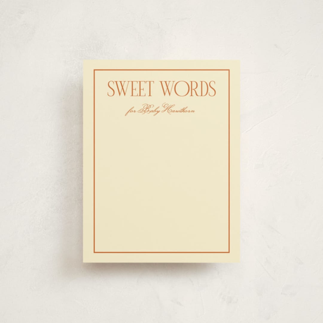 "The Club Crest" - Baby Shower Insert Cards in Citrus by Ashlee Townsend - Front