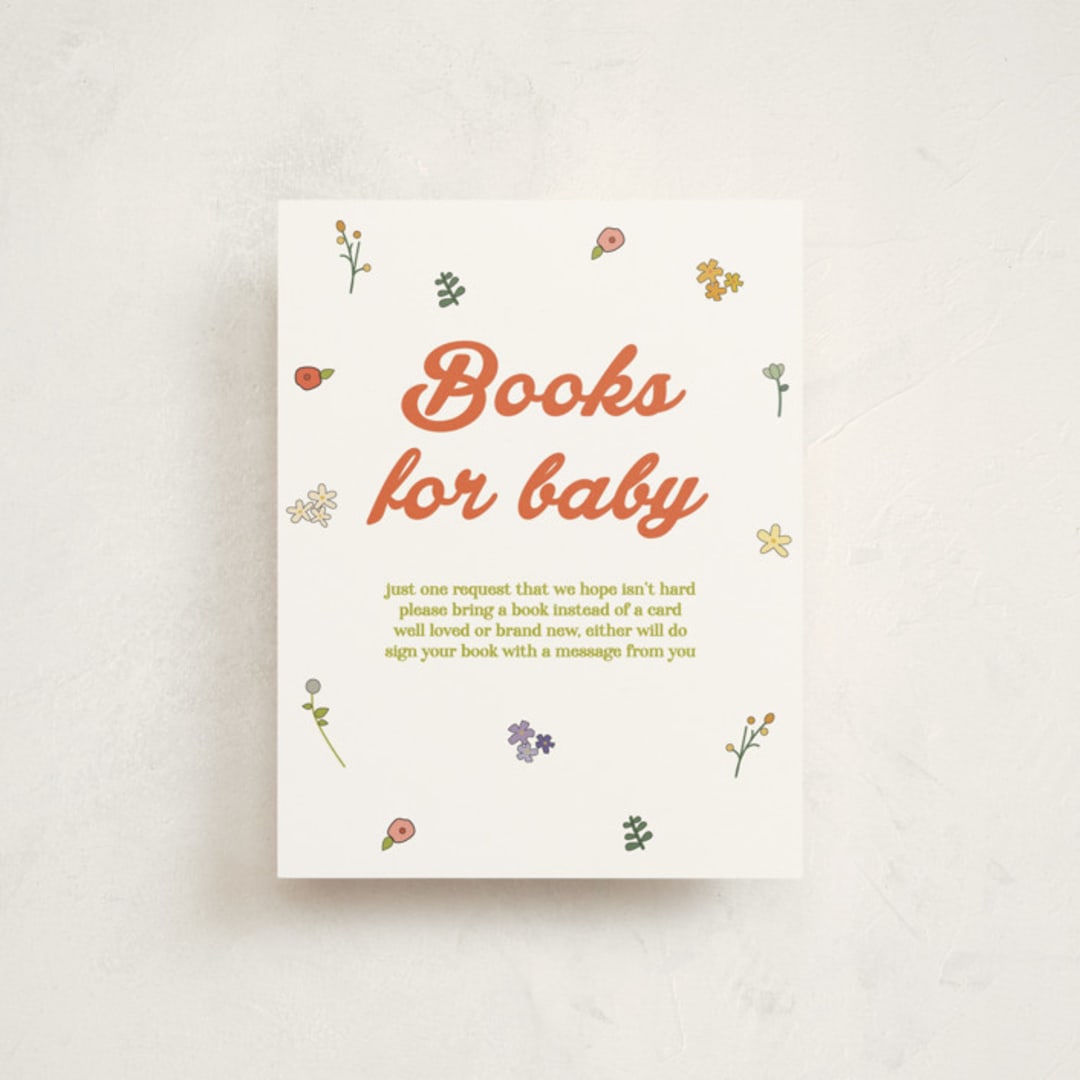"Modern Peach Floral" - Baby Shower Insert Cards in Daffodil by Felicia Balestrere - Front