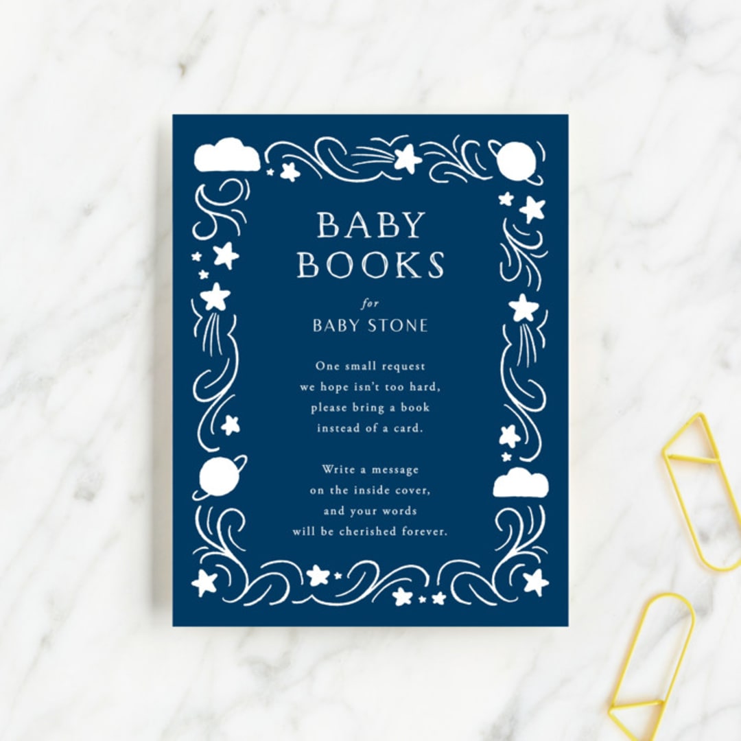 "Cloud Cover" - Baby Shower Insert Cards in Midnight by Lehan Veenker - Front