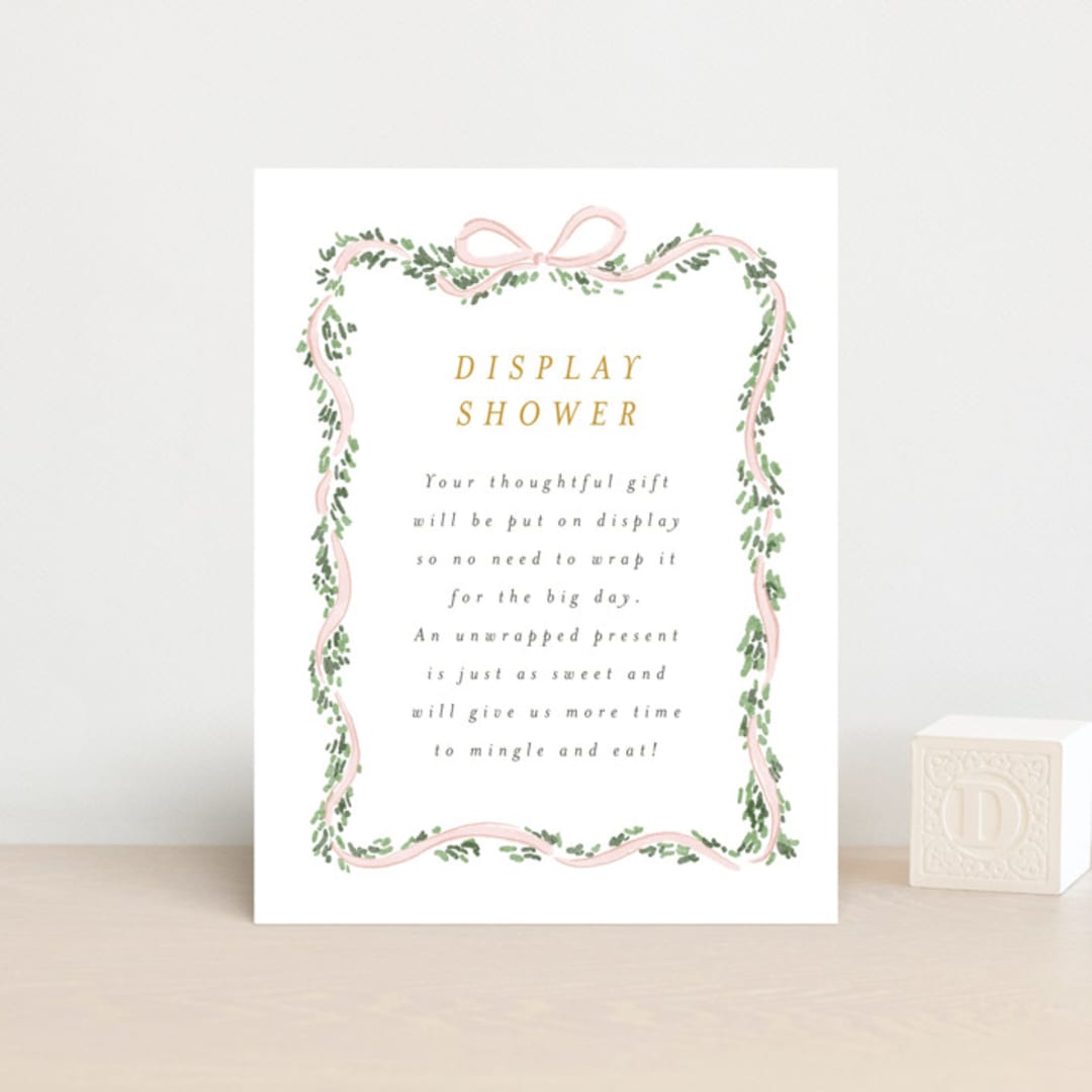 "Ribbonly Frame" - Baby Shower Insert Cards in Butter by Itsy Belle Studio - Front