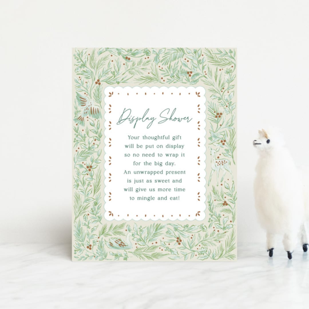 "Winter Cottage" - Baby Shower Insert Cards in Mint by Elly - Front