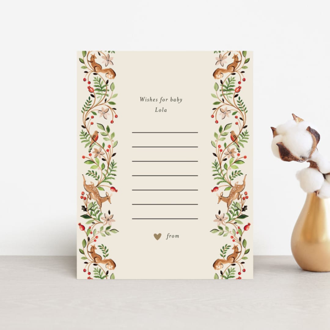 "Highlands" - Baby Shower Insert Cards in Peach Pie by Sarah Knight - Front