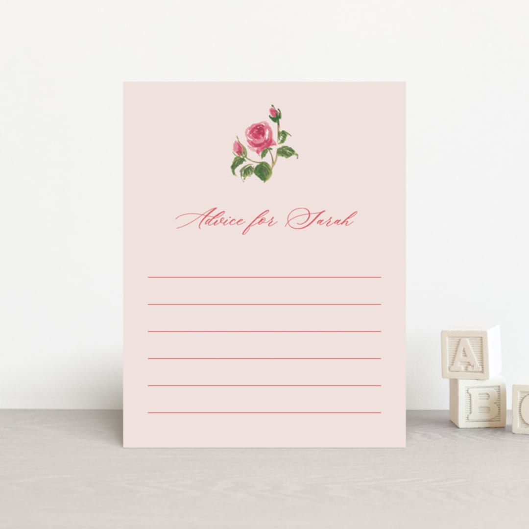 "Romantic Roses" - Baby Shower Insert Cards in Blush by Teju Reval - Front