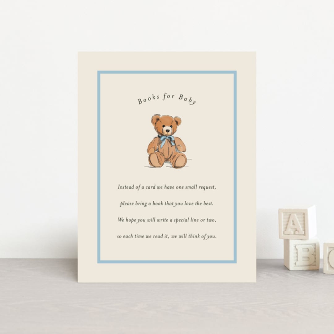 "Antique Teddy Bear" - Baby Shower Insert Cards in Frost by Becky Nimoy - Front
