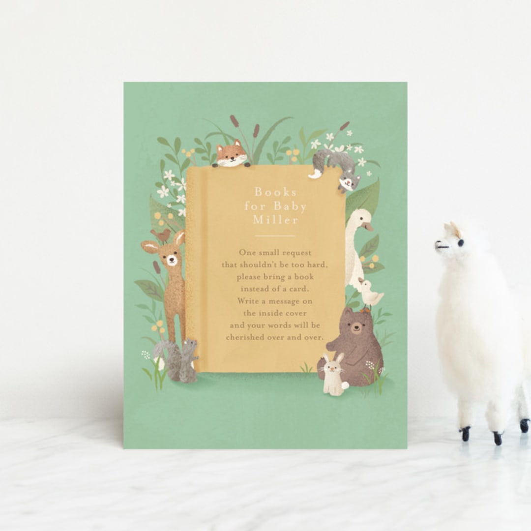 "Storybook" - Baby Shower Insert Cards in Mint by Jennifer Wick - Front