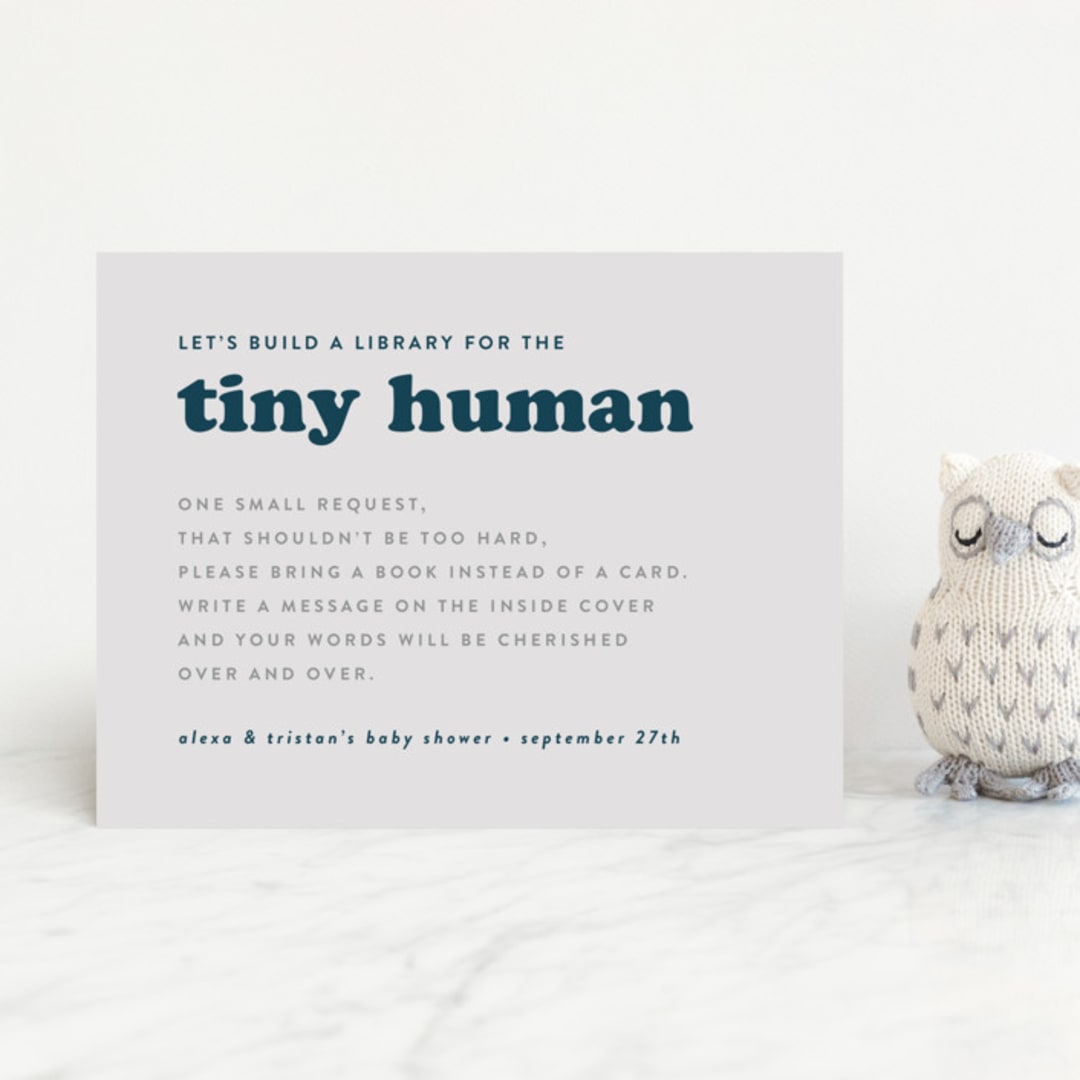 "Tiny Human" - Baby Shower Insert Cards in Whale by Corinne Malesic - Front
