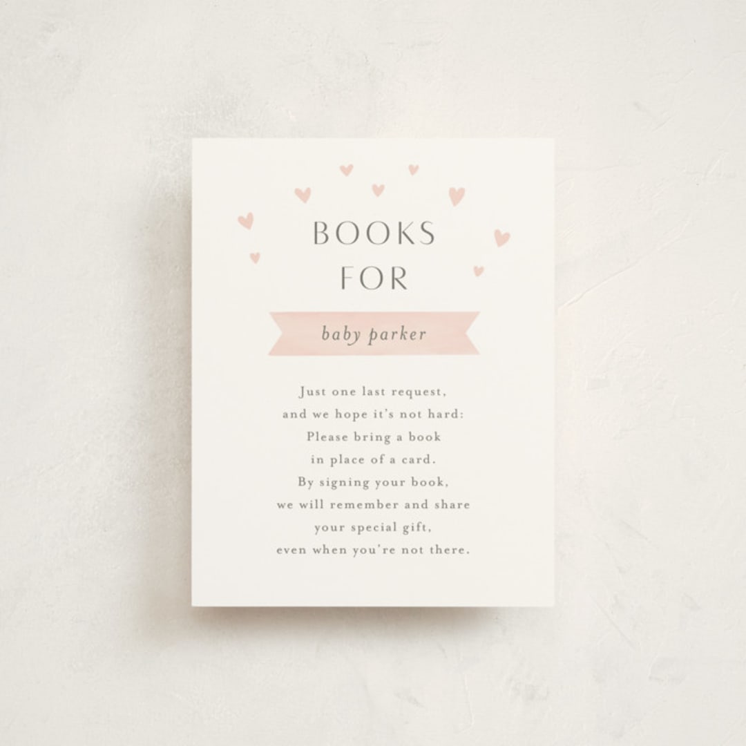 "Pooh and Piglet" - Baby Shower Insert Cards in Blush by Katherine Moynagh - Front