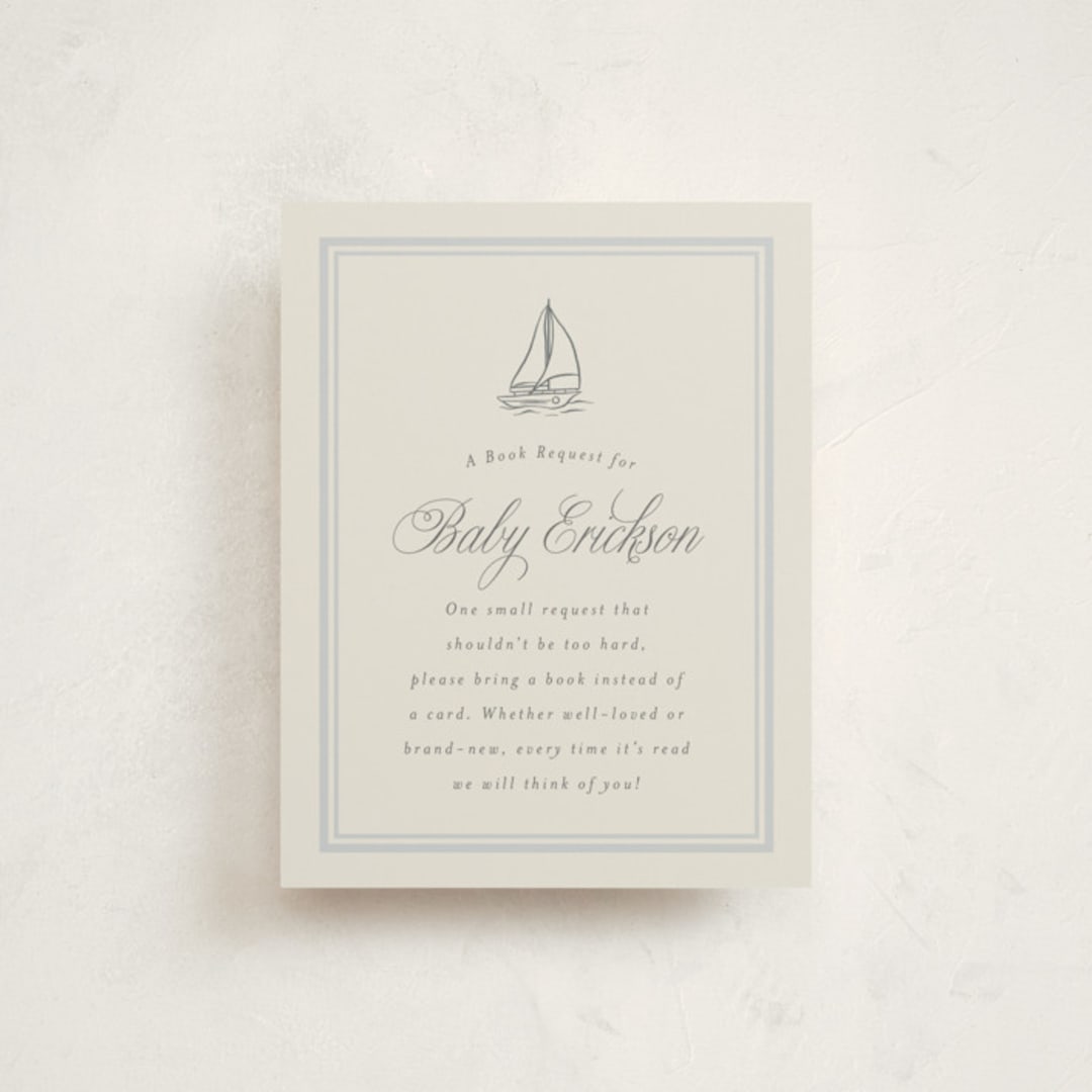 "On Board" - Baby Shower Insert Cards in Fog by Stephanie Hawkes - Front