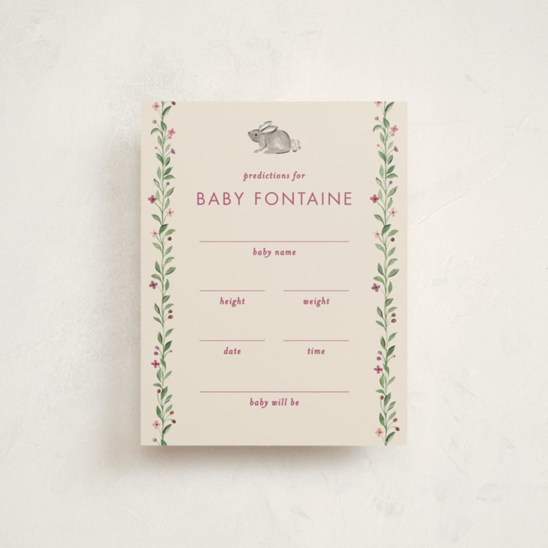 "Trellis" - Baby Shower Insert Cards in Mulberry by Sarah Knight - Front