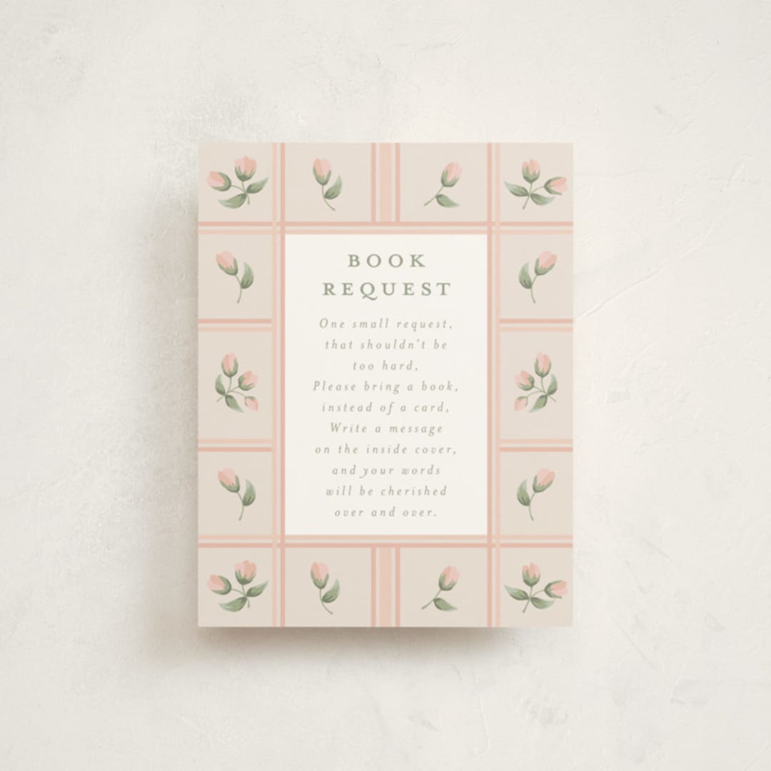 "Rose Quilt" - Baby Shower Insert Cards in Blush by Jennifer Holbrook - Front