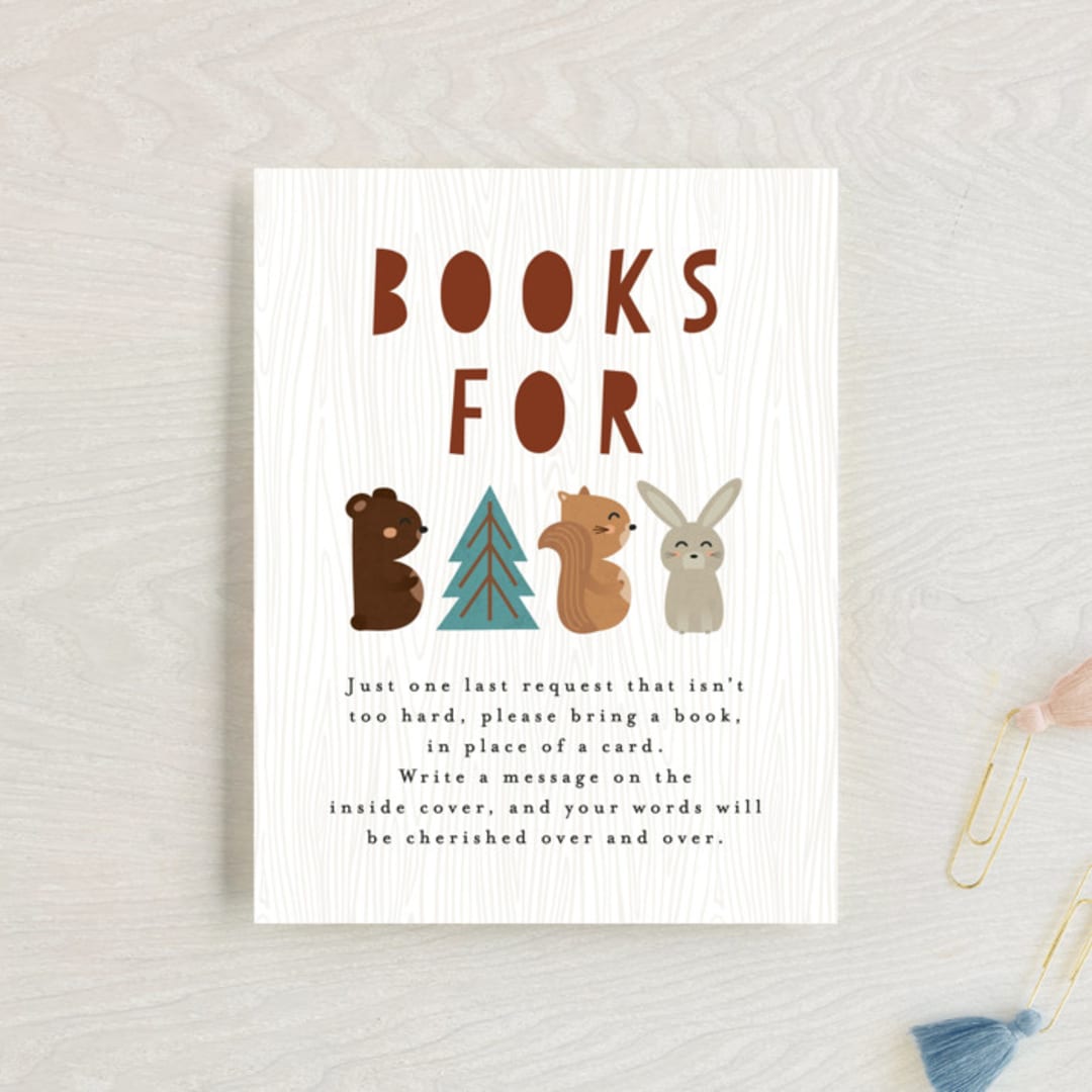 "Woodland Type" - Baby Shower Insert Cards in Birch by Erica Krystek - Front