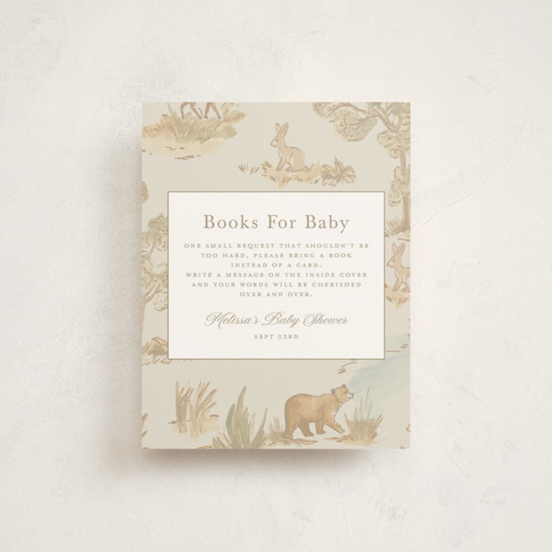 "Woodland Animals Toile" - Baby Shower Insert Cards in Bamboo by Teju Reval - Front