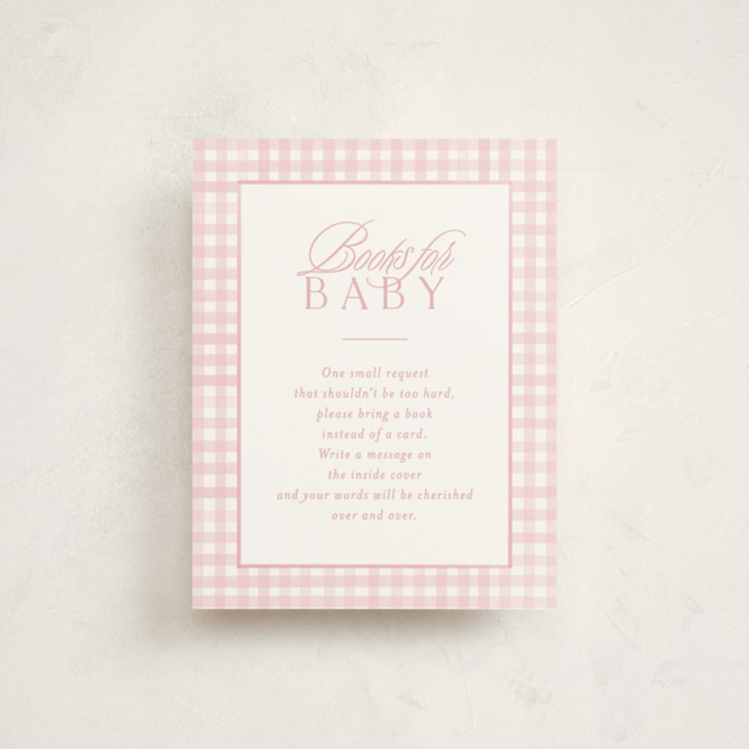 "Classic Gingham" - Baby Shower Insert Cards in Cotton Candy by Creo Study - Front