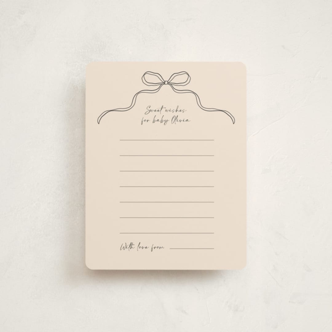 "Tied with Love" - Baby Shower Insert Cards in Linen by Joyce Pinheiro - Front