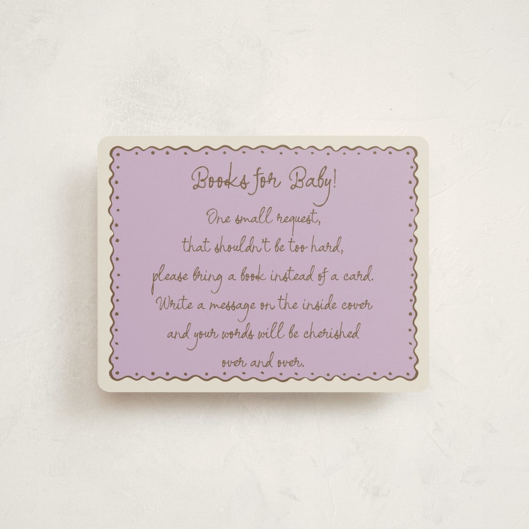 "Sugar" - Baby Shower Insert Cards in Lavender by Pati Cascino - Front