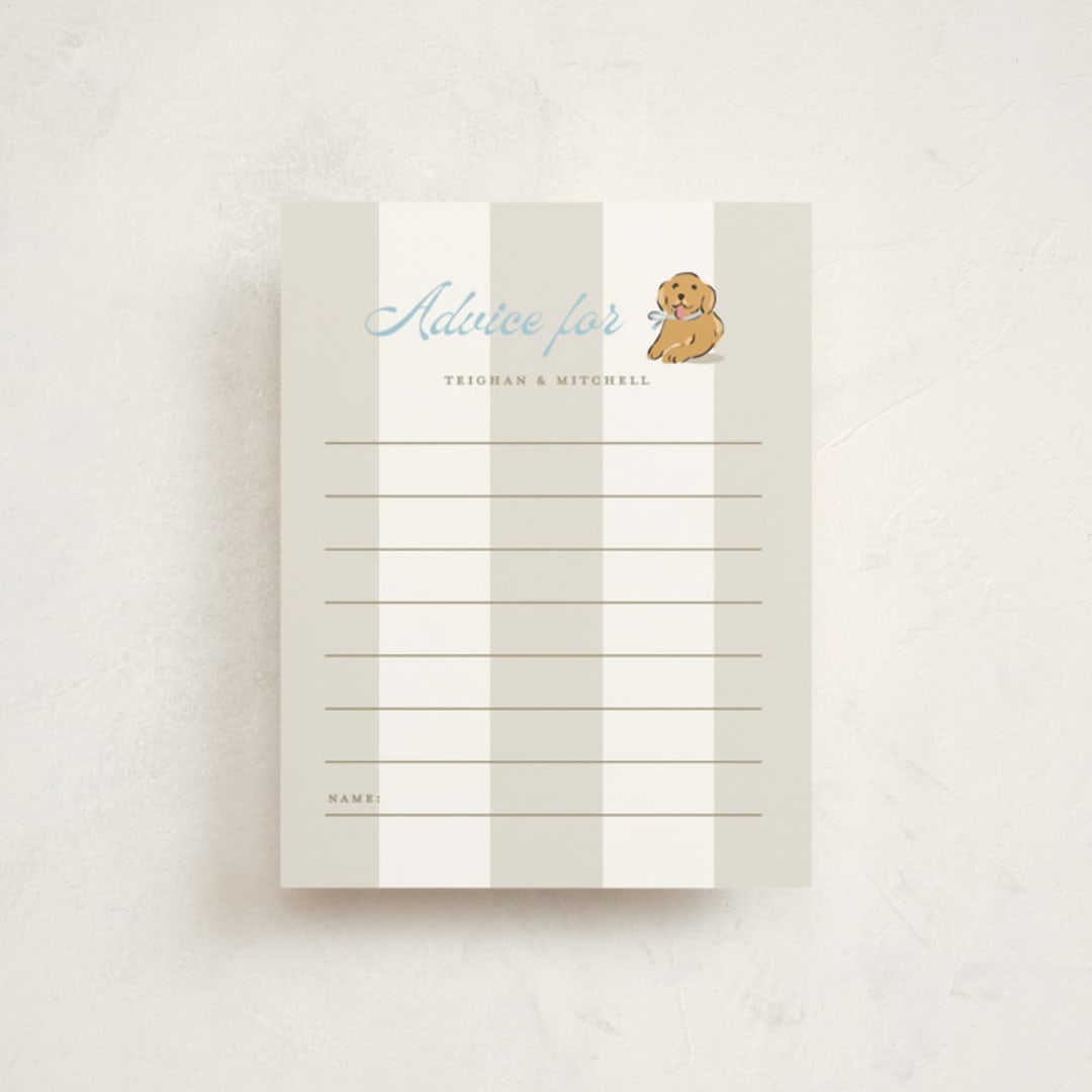 "Preppy Pup" - Baby Shower Insert Cards in Bluebird by Susan Zinader - Front