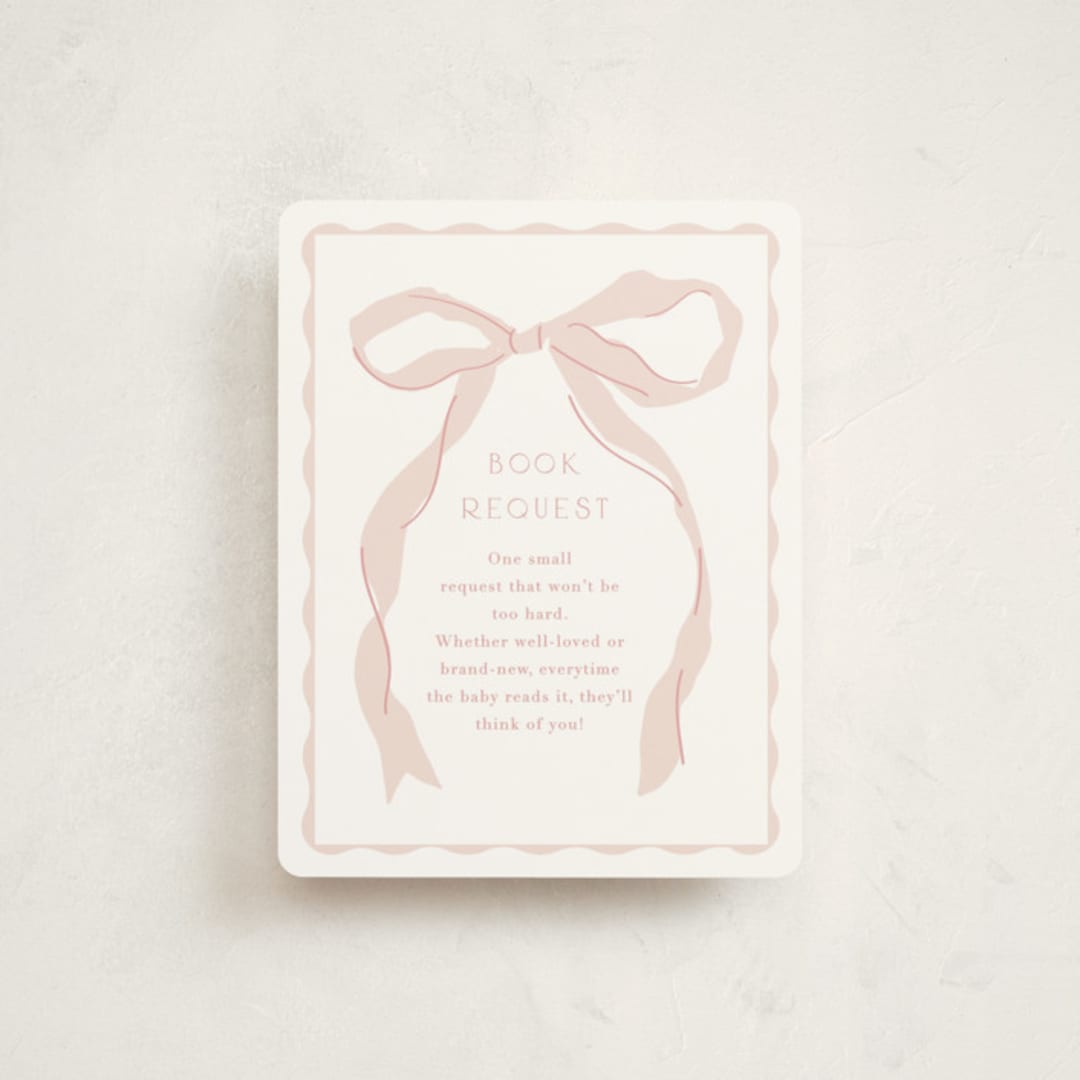 "Framed Bow" - Baby Shower Insert Cards in Blush by Baumbirdy - Front