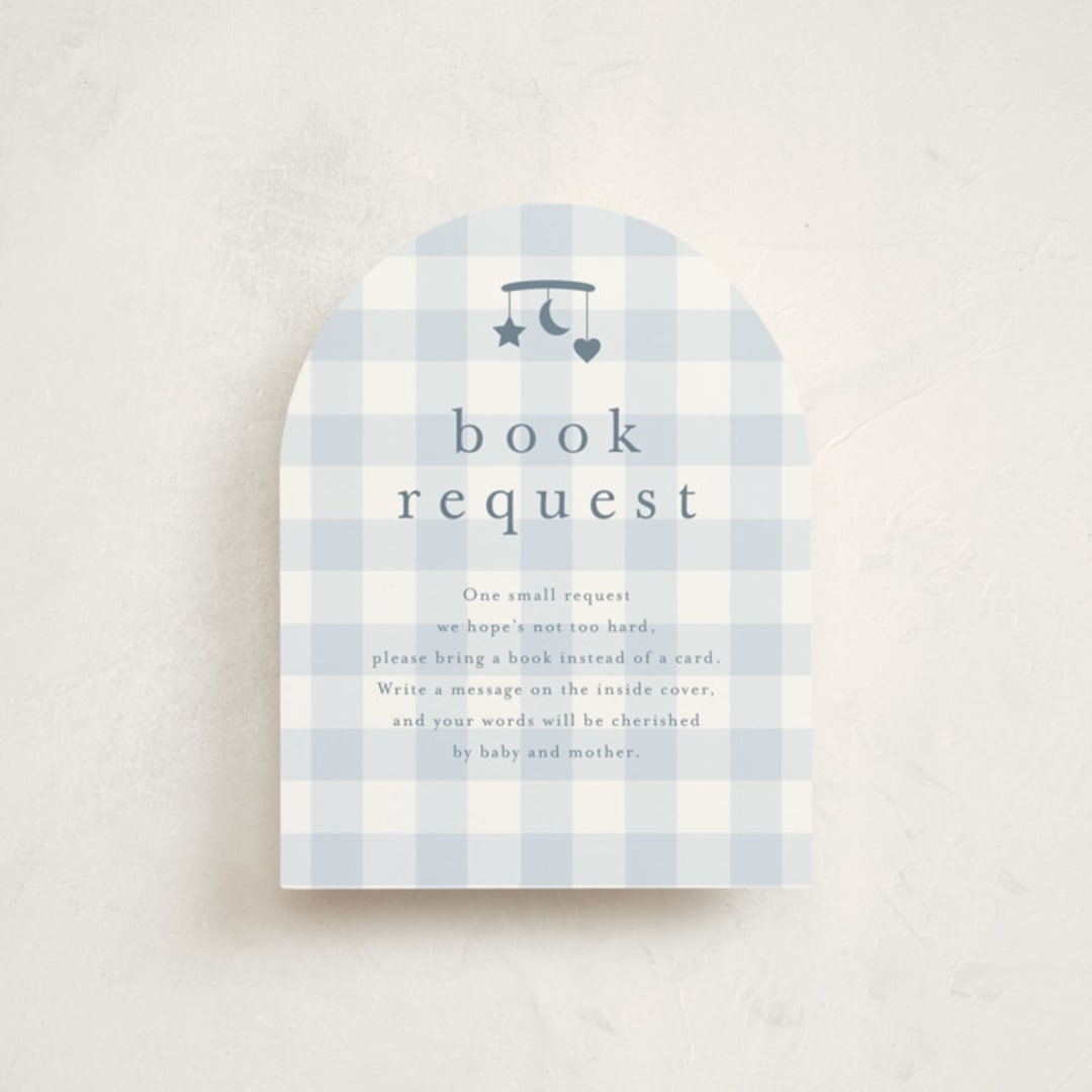 "Gingham Mobile" - Baby Shower Insert Cards in Baby blue by Stacey Meacham - Front