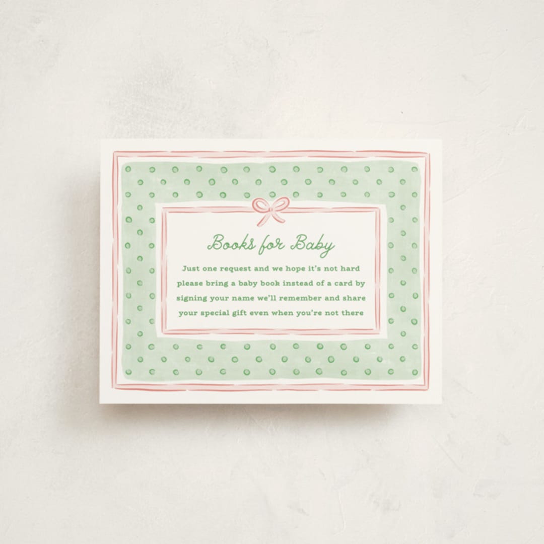 "Polka Dot Frame" - Baby Shower Insert Cards in Strawberry by Erin German - Front