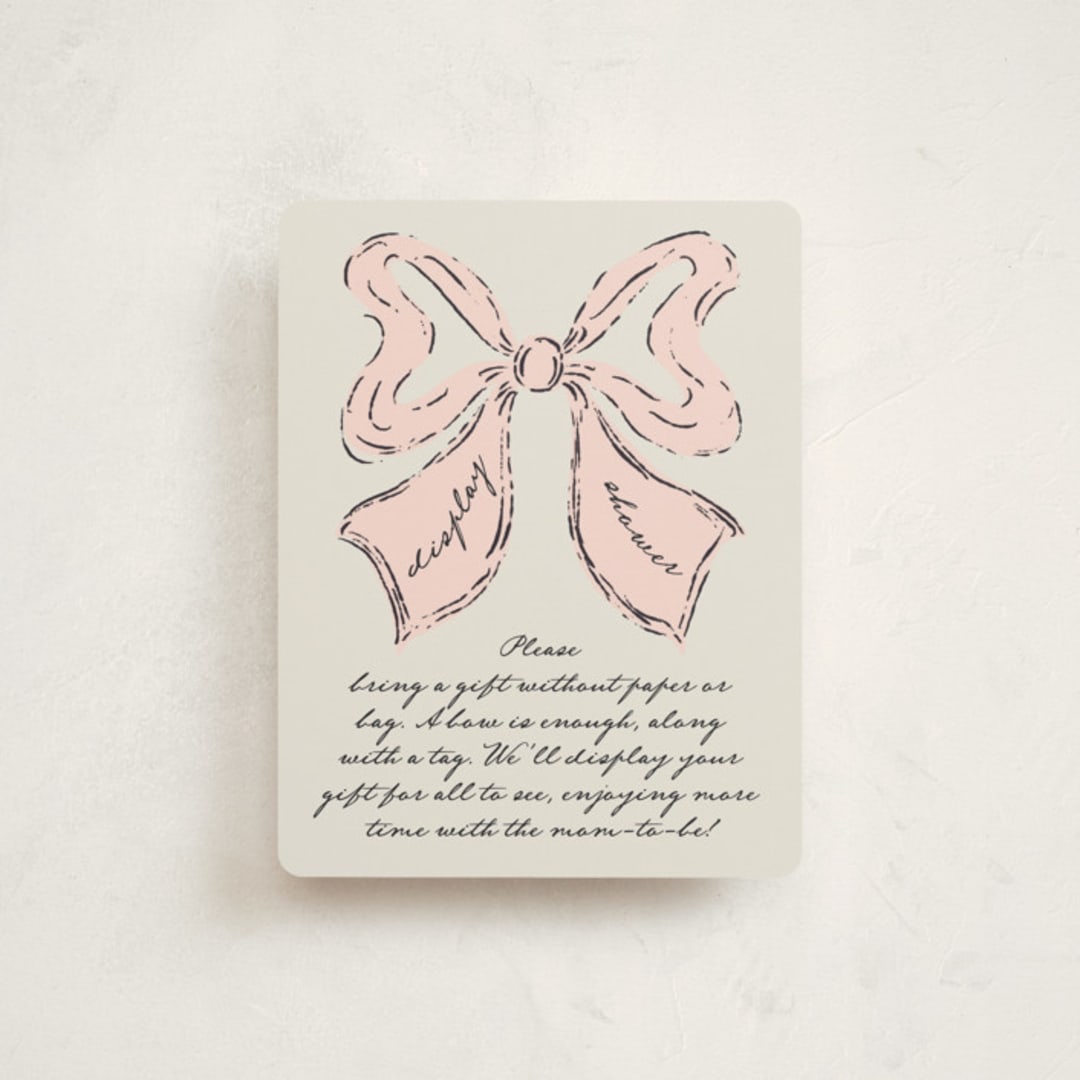 "Antique Rattle" - Baby Shower Insert Cards in Rose by Gwen Bedat - Front