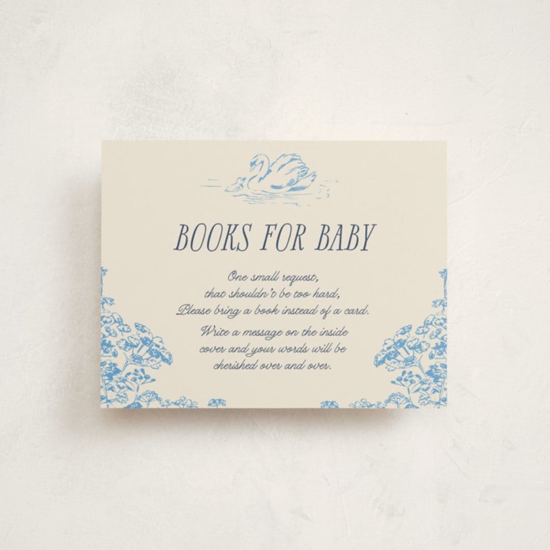 "Sweet Swan" - Baby Shower Insert Cards in Bluebell by Pati Cascino - Front