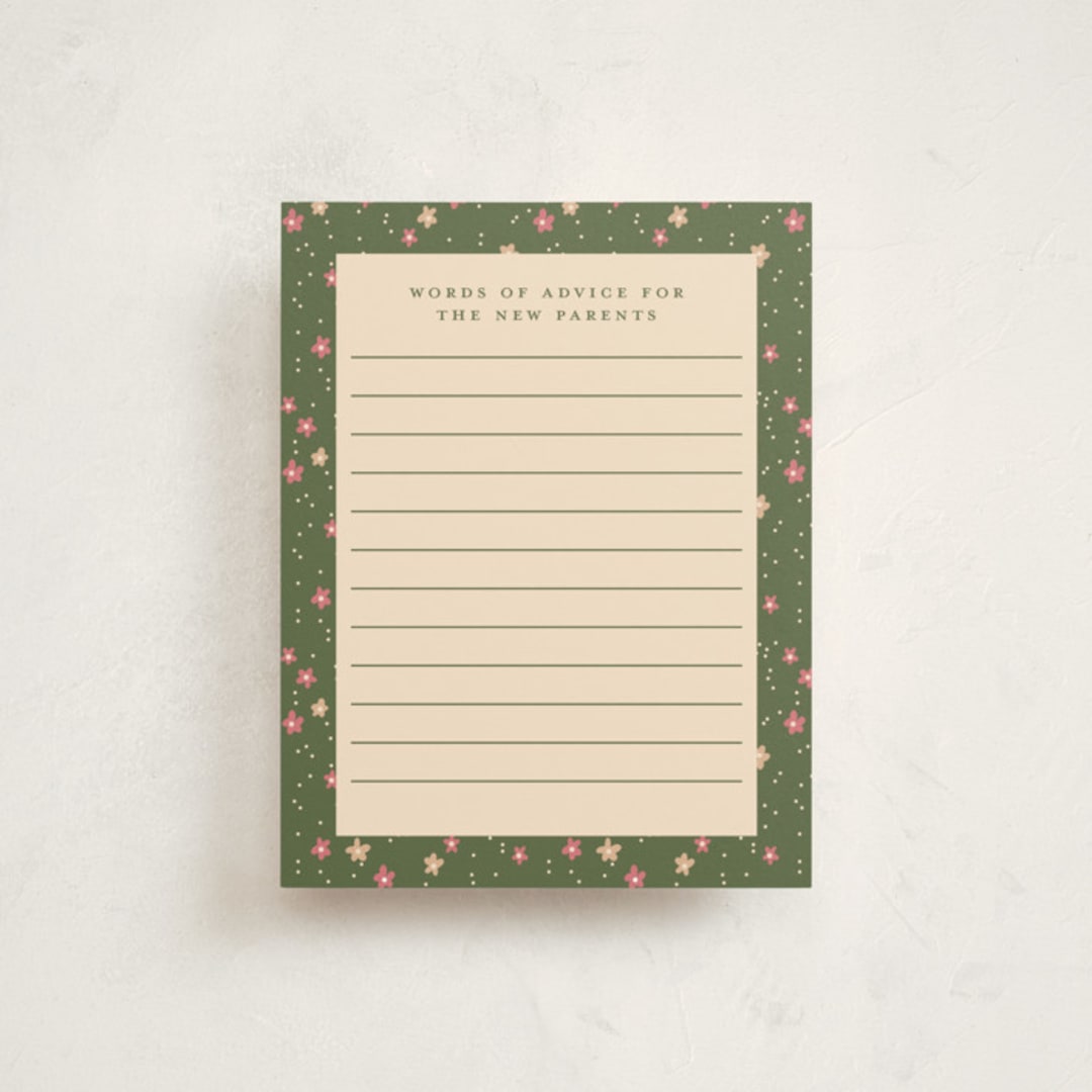 "Bright Botanical Border" - Baby Shower Insert Cards in Petal by Katie Zimpel - Front