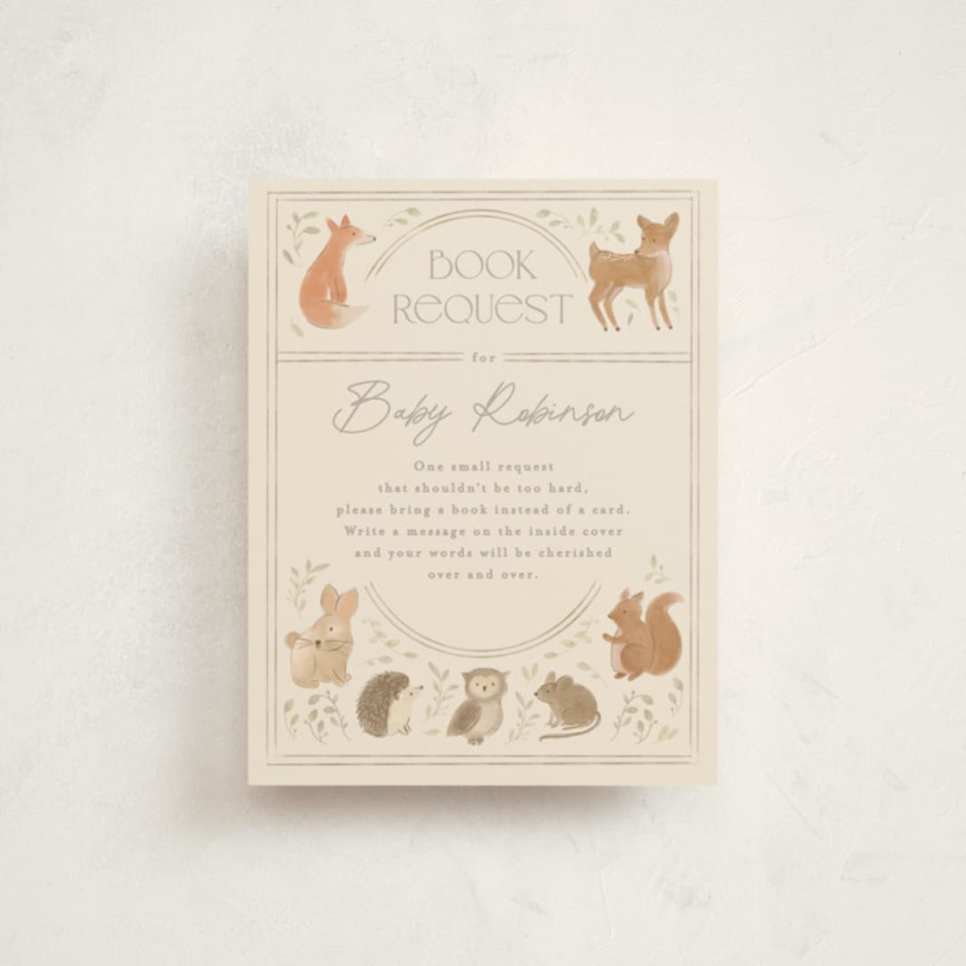 "Woodland storybook" - Baby Shower Insert Cards in Ecru by Creo Study - Front