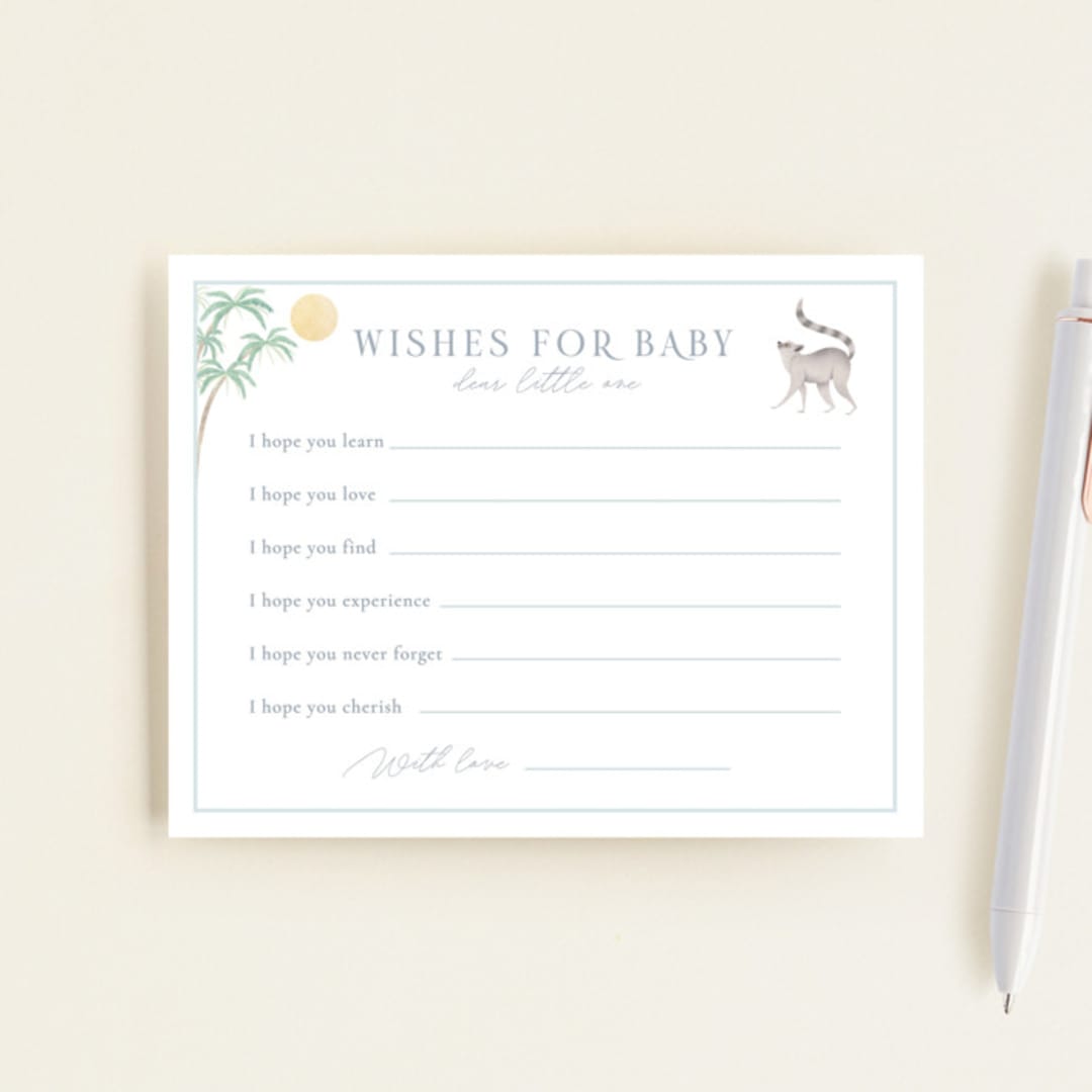 "Africa" - Baby Shower Insert Cards in Sky Blue by Sabrin Deirani - Front