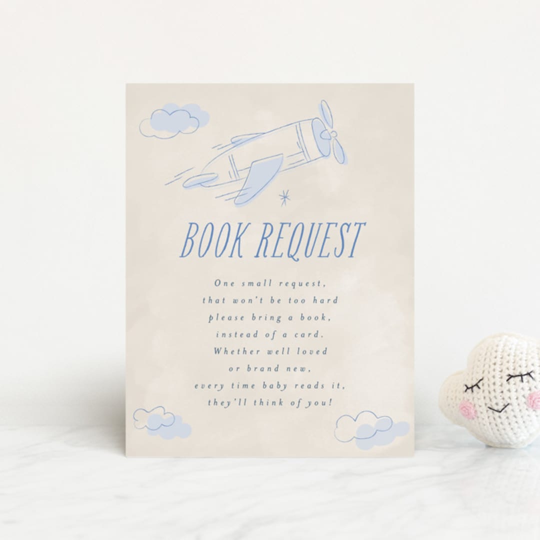 "Fly With Me" - Baby Shower Insert Cards in Sky by Vera Lim - Front