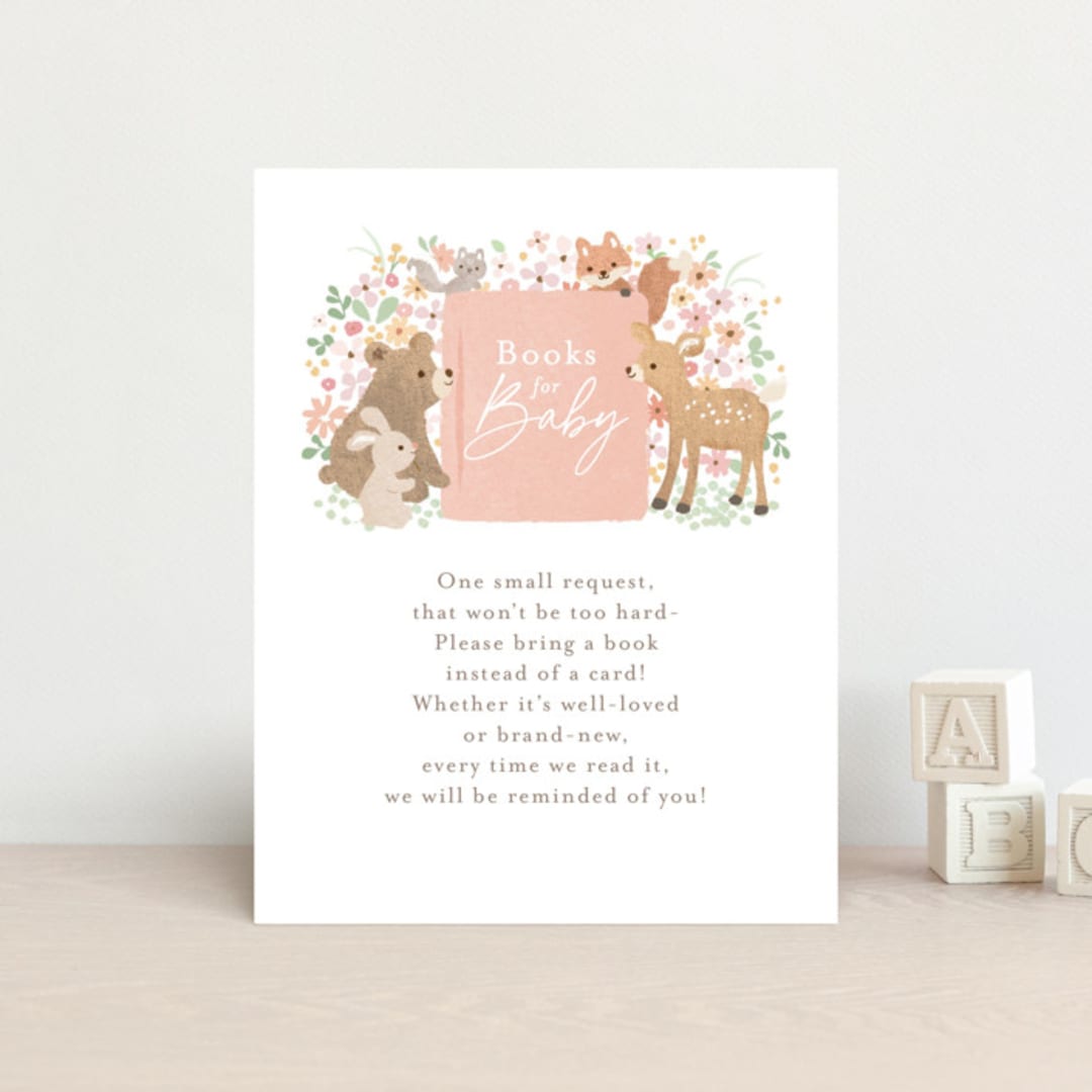 "Banner announcement" - Baby Shower Insert Cards in Petal by Jennifer Wick - Front