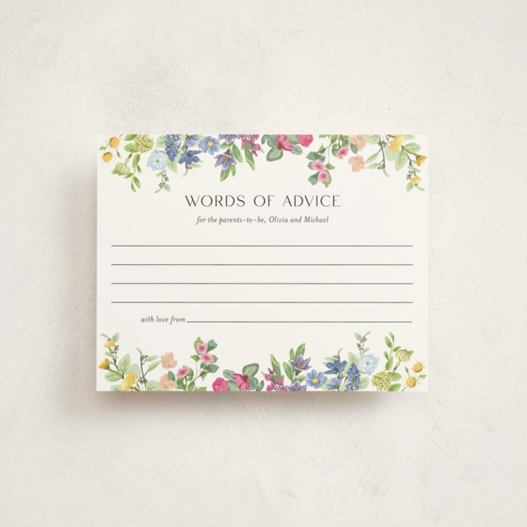 "Flower Garden" - Baby Shower Insert Cards in Cotton by Susan Moyal - Front