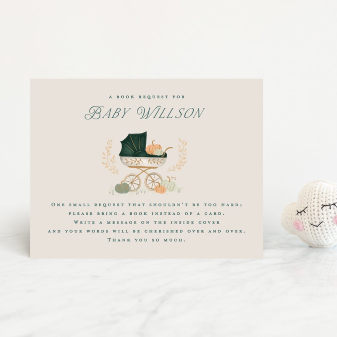 "Pumpkin Stroller" - Baby Shower Insert Cards in Pumpkin by Petra Kern - Front