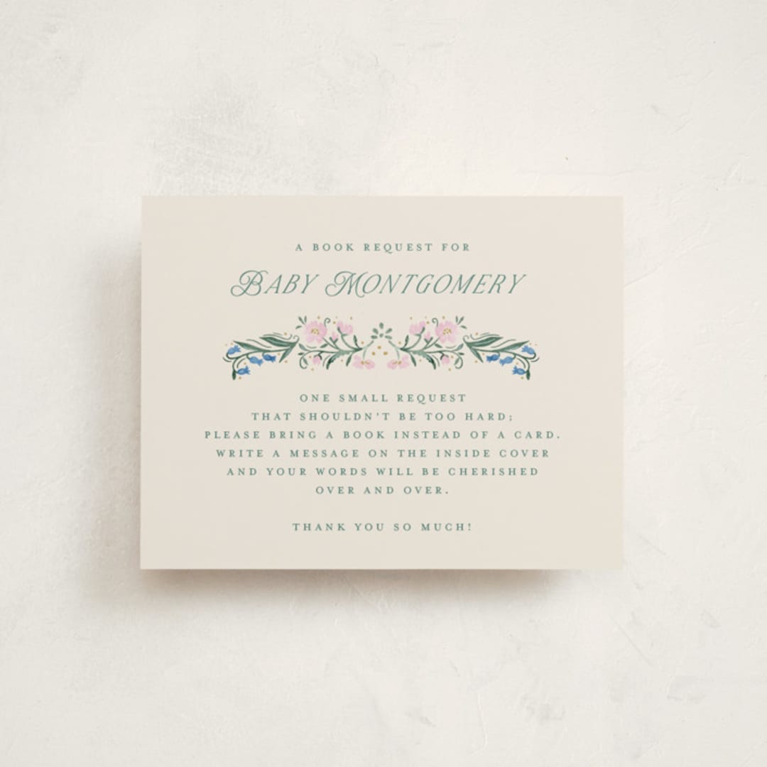 "Book Cover" - Baby Shower Insert Cards in Evergreen by Petra Kern - Front