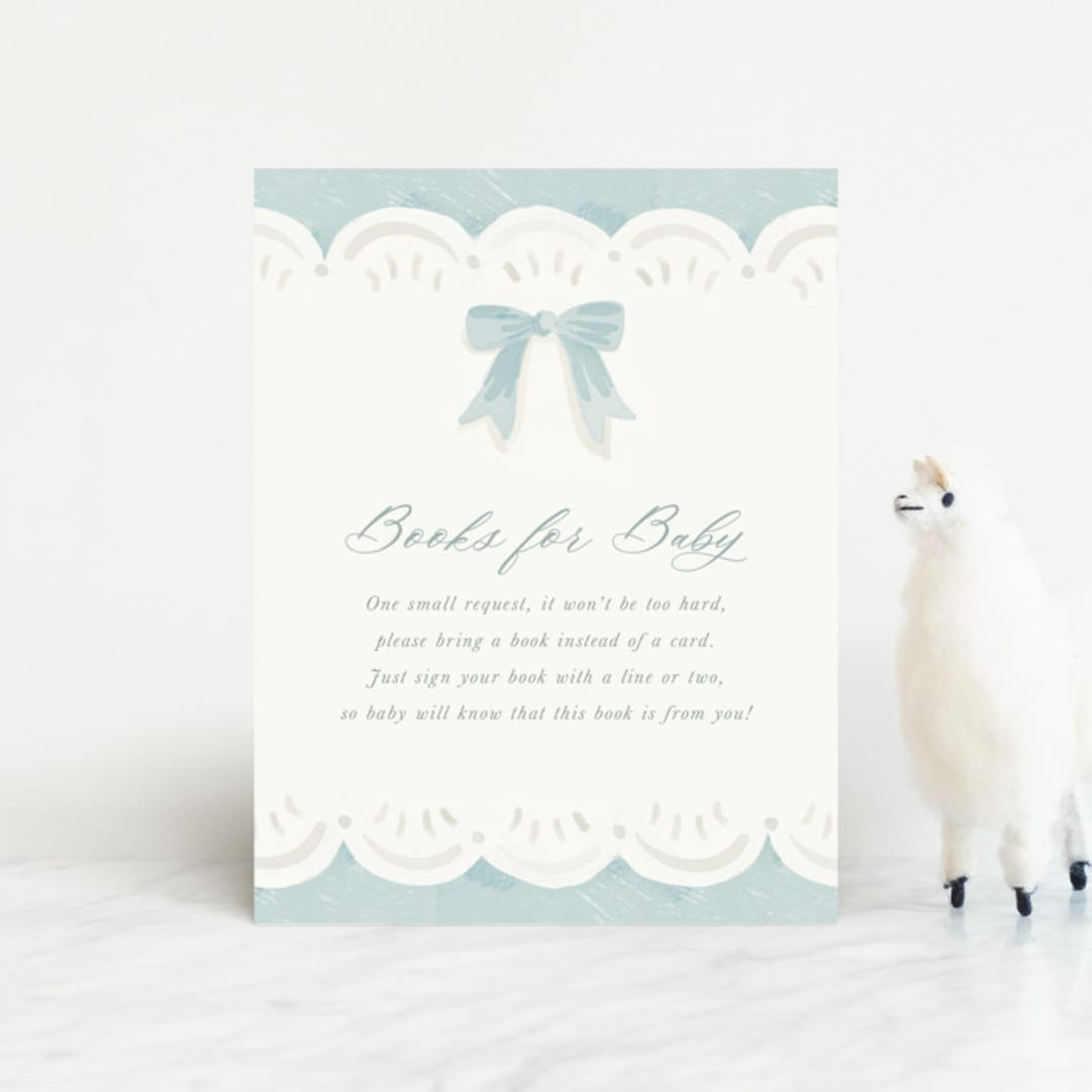 "Eyelet" - Baby Shower Insert Cards in Cloud by Laura Hankins - Front