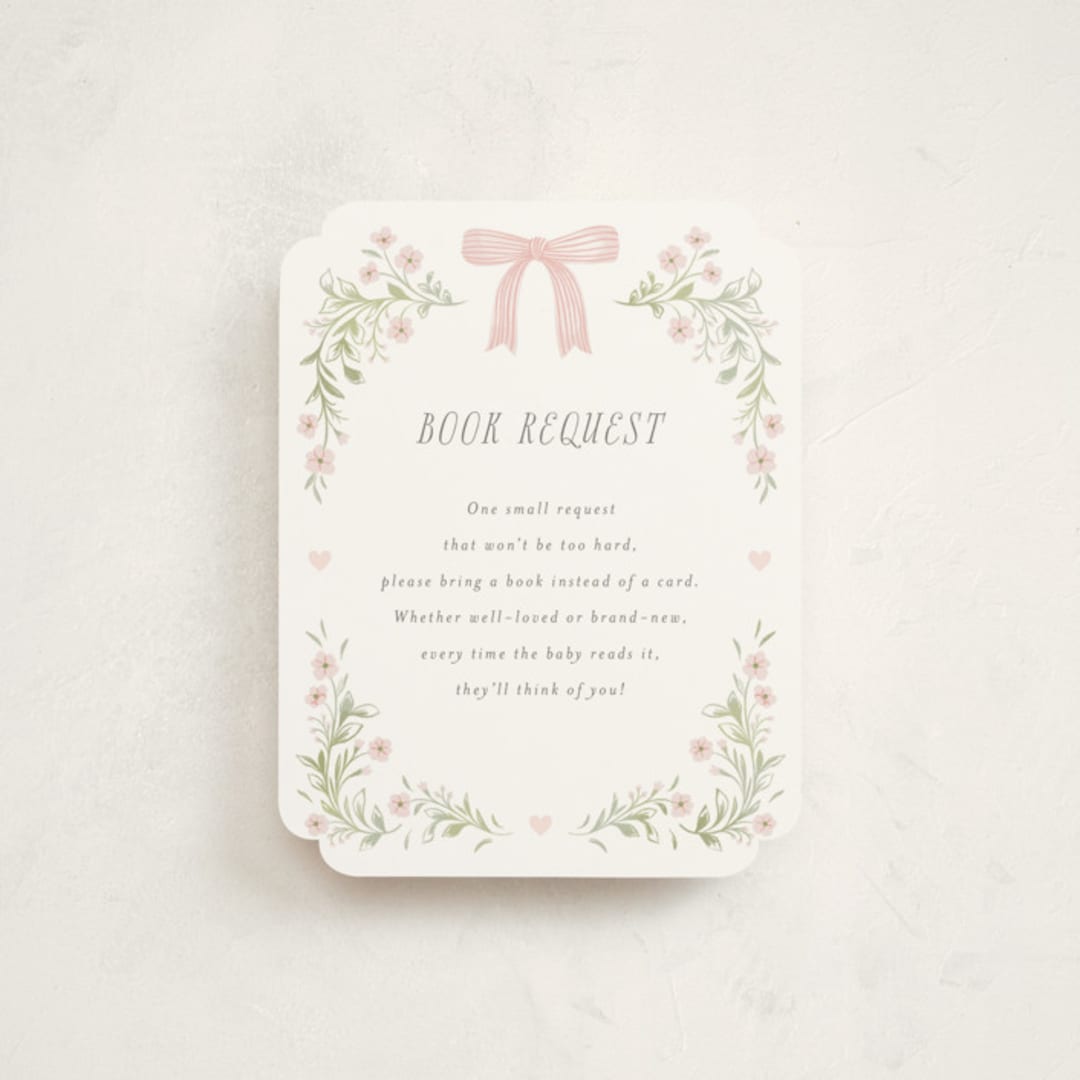 "Dainty Garden" - Baby Shower Insert Cards in Blush by Paper Raven Co. - Front