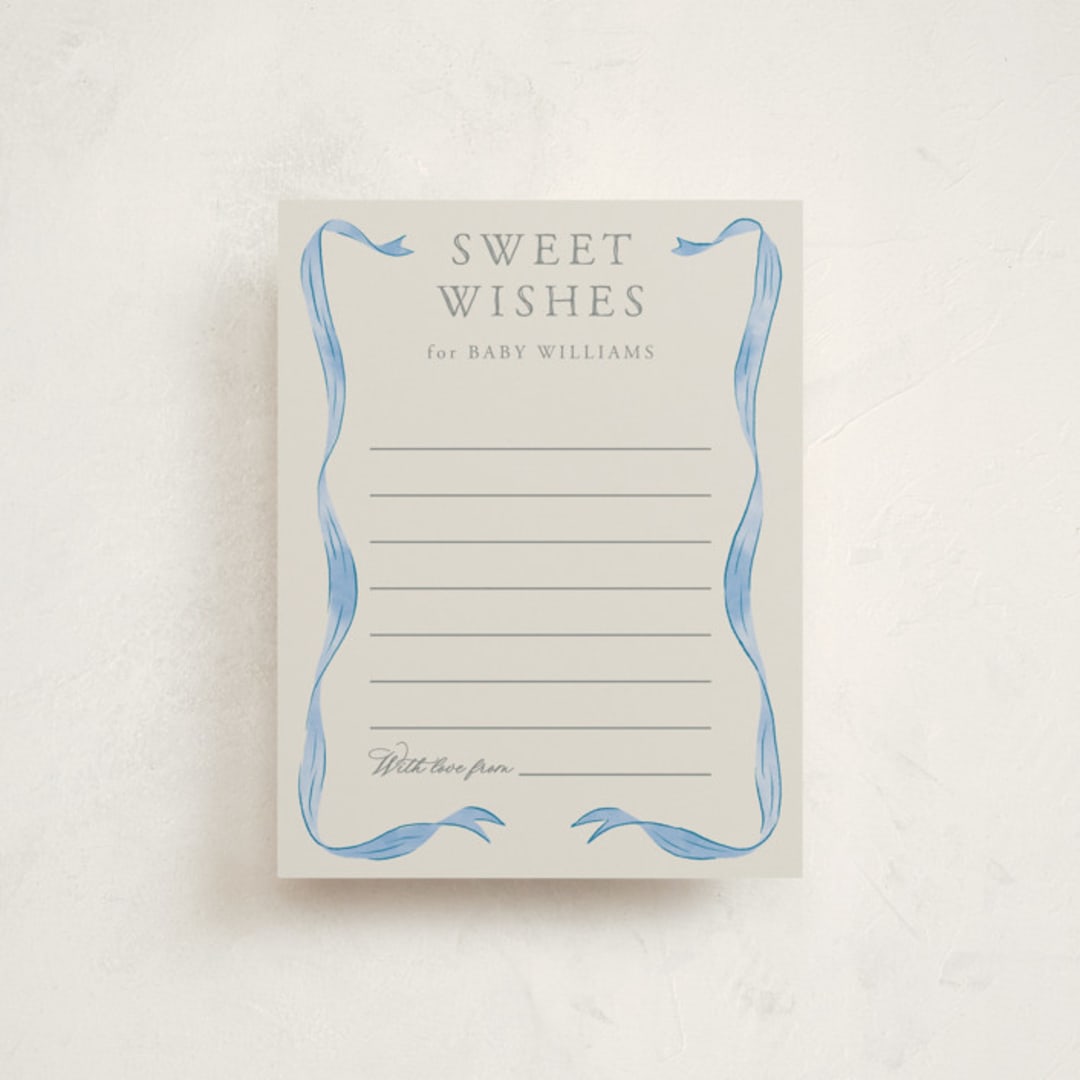 "Vintage Bow" - Baby Shower Insert Cards in Baby Blues by Lehan Veenker - Front