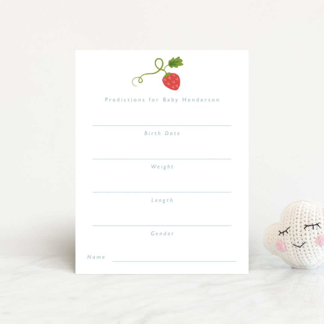 "Berry Sweet" - Baby Shower Insert Cards in Blueberry by Hudson meet Rose - Front