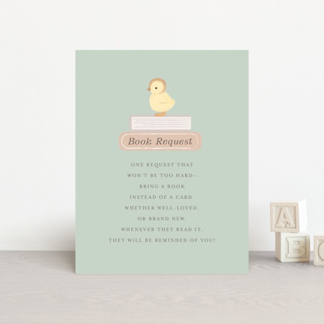 "Lil Duck" - Baby Shower Insert Cards in Sage by Itsy Belle Studio - Front
