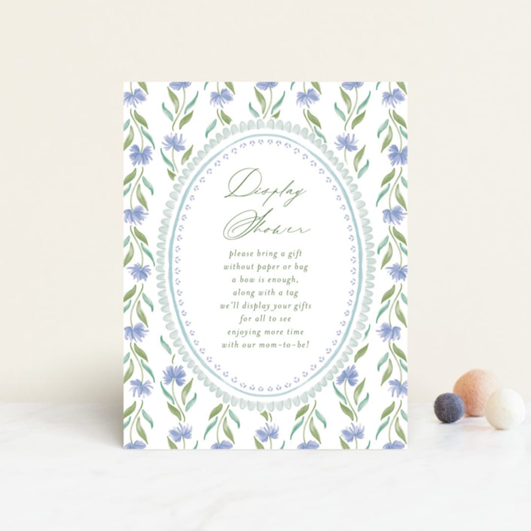 "Wildflower Ribbon" - Baby Shower Insert Cards in Cotswolds by Jackie Crawford - Front