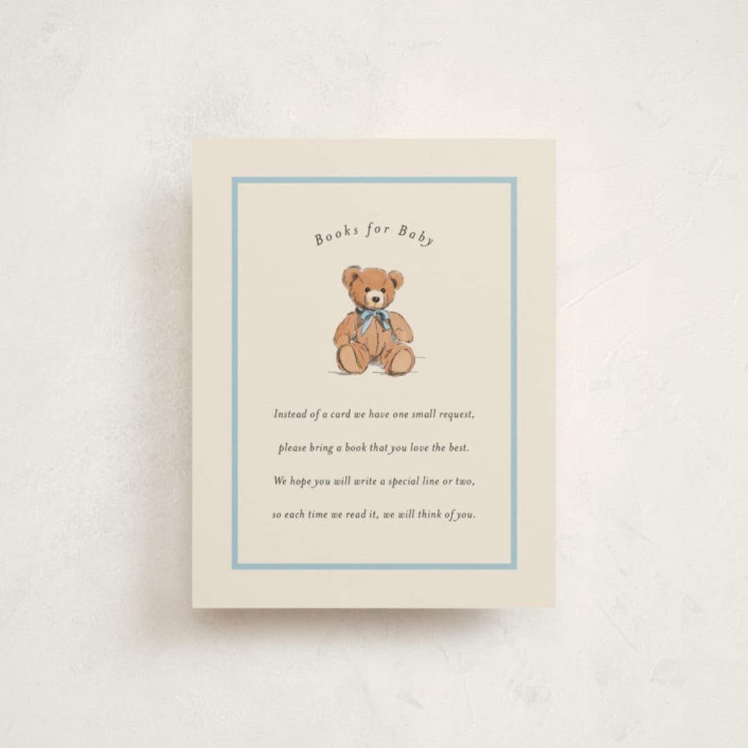 "Antique Teddy Bear" - Baby Shower Insert Cards in Frost by Becky Nimoy - Front
