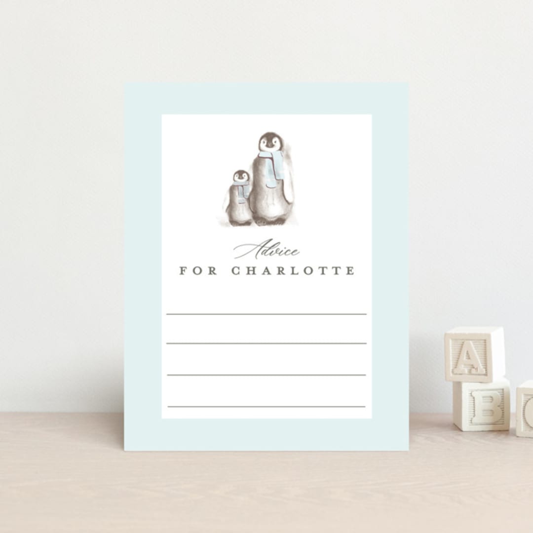 "Penguins" - Baby Shower Insert Cards in Ice by Teju Reval - Front