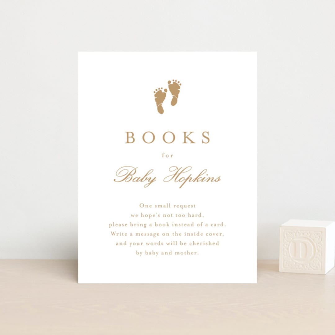 "Footprint" - Baby Shower Insert Cards in Golden by Stacey Meacham - Front