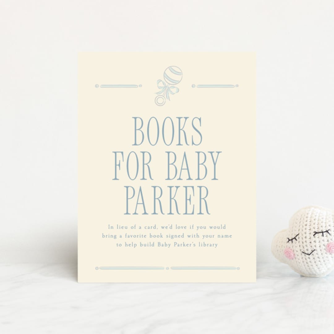 "French Frame" - Baby Shower Insert Cards in Powder by Robert and Stella - Front
