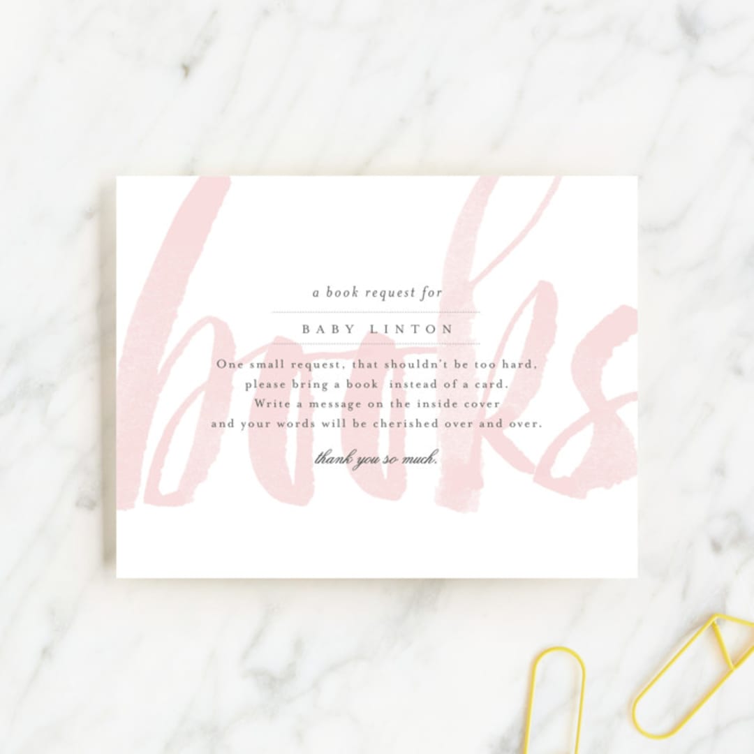 "Whisper" - Baby Shower Insert Cards in Blush by Sara Hicks Malone - Front